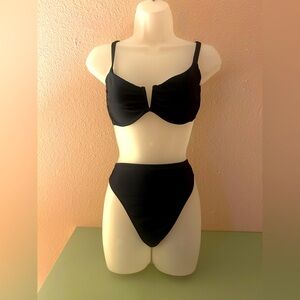 Hollister Ribbed Bikini Set Black